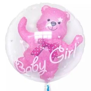 24 inch 1 New Baby girl bear balloon with 1 air pump